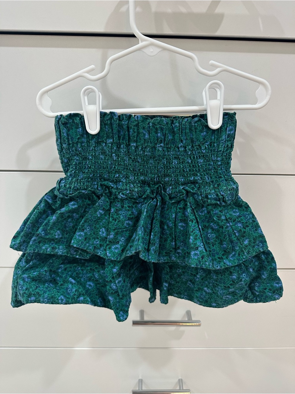 Janie and Jack Girls Green Floral Ruffle Skort - Smocked Waist Size 5